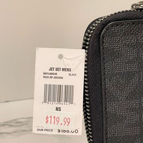 MICHAEL KORS BLACK PVC TECH TRAVEL MENS WALLET BLACK PVC LOGO WALLET NEW - Picture 6 of 6